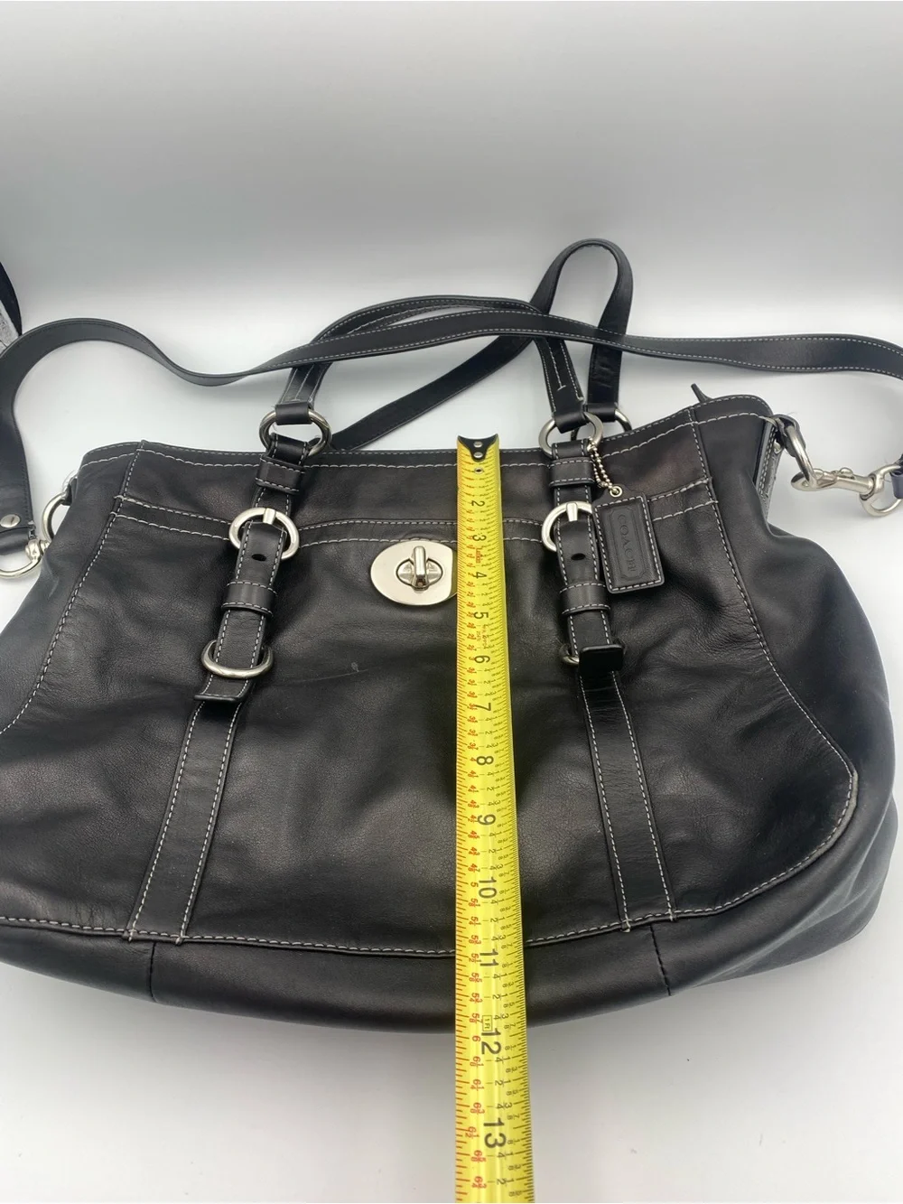 Coach Black Leather Bag with Silver Hardware